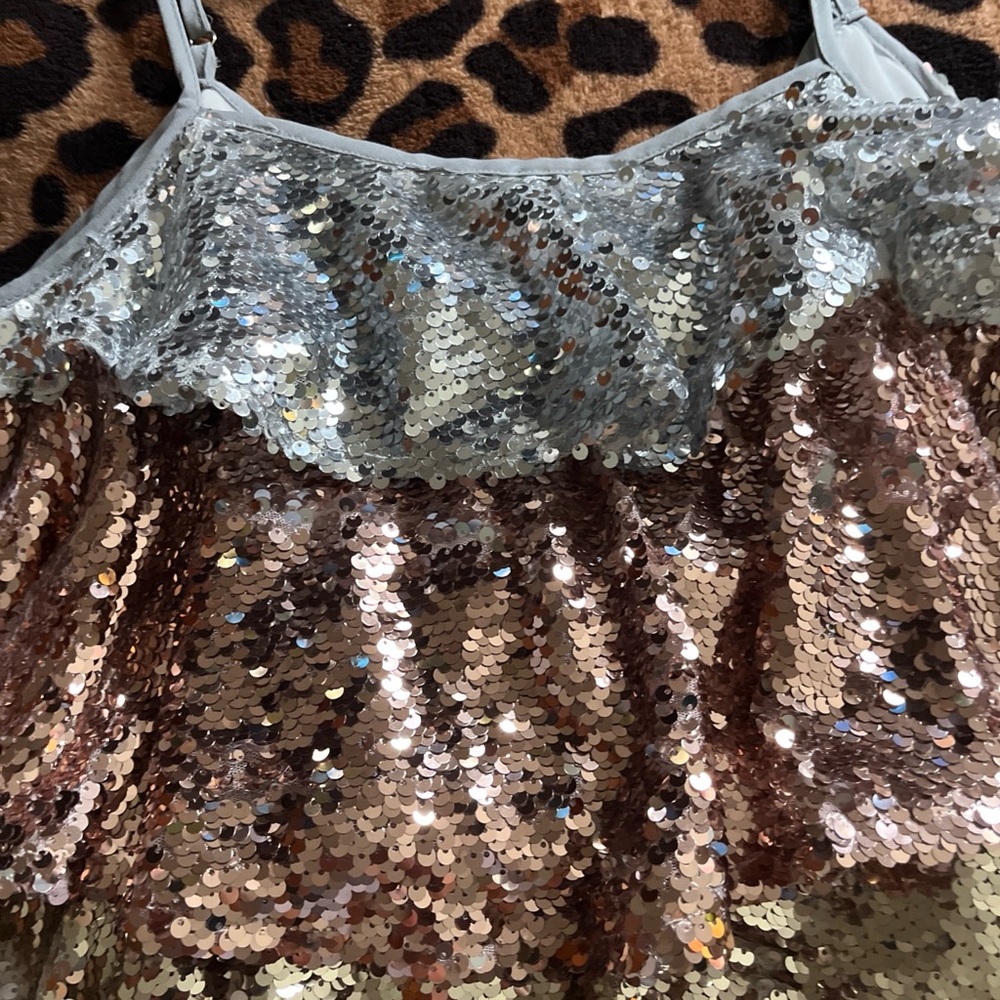 Sequin Mini Dress in Silver and Gold